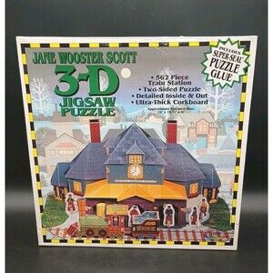 Jane Wooster Scott 3D 562 Piece 2 sided Train Railway Station Jigsaw Puzzle